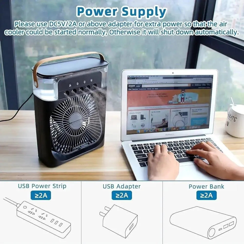 Mini AC Air Cooler USB Rechargeable White