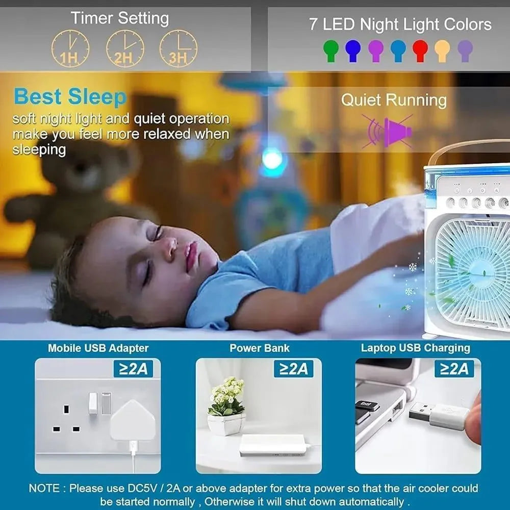 Mini AC Air Cooler USB Rechargeable White