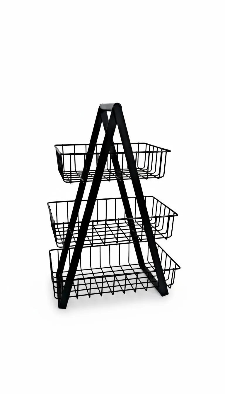 3-Tier Wire Basket Stand – A-Frame Kitchen Organizer