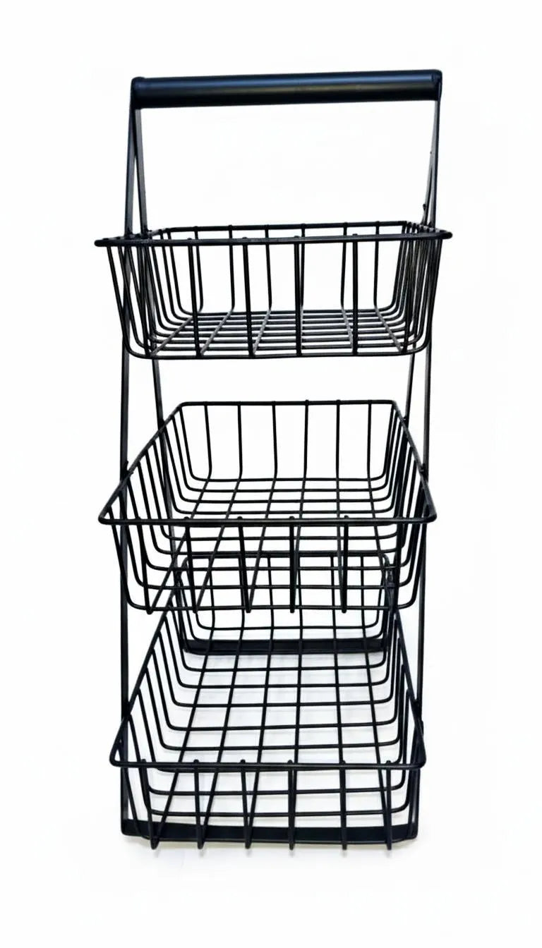 3-Tier Wire Basket Stand – A-Frame Kitchen Organizer