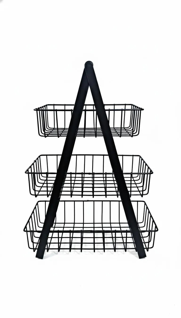 3-Tier Wire Basket Stand – A-Frame Kitchen Organizer