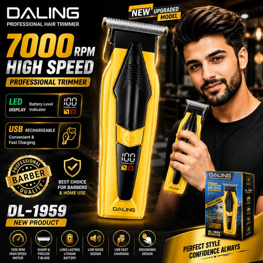 Daling DL-1959 Professional Hair Trimmer – 7000 RPM USB Rechargeable