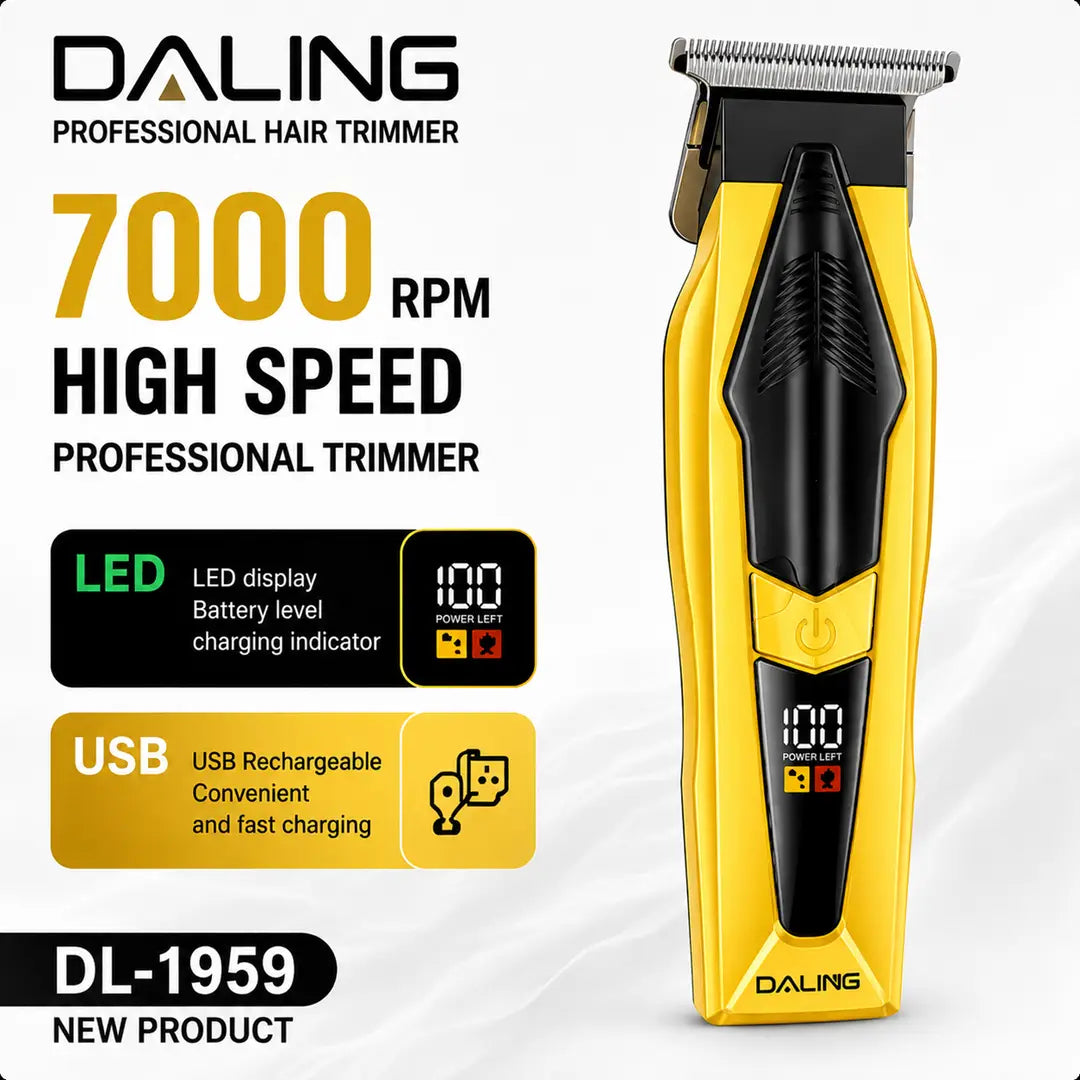 Daling DL-1959 Professional Hair Trimmer – 7000 RPM USB Rechargeable