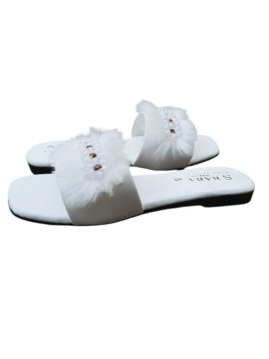 Luxury Pearl Fur Slides for Women ✨