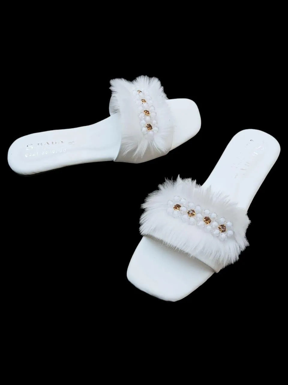 Luxury Pearl Fur Slides for Women ✨