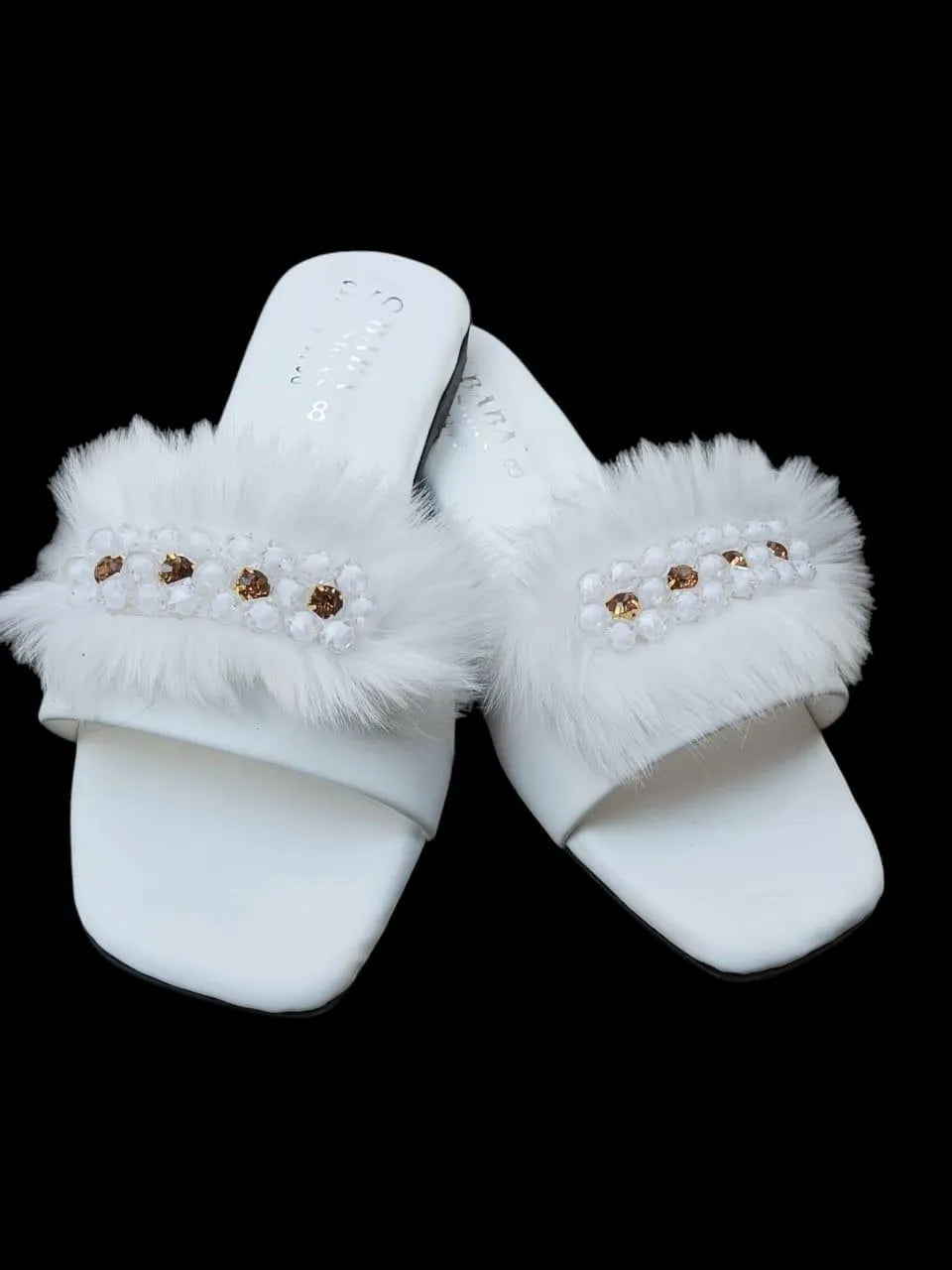 Luxury Pearl Fur Slides for Women ✨