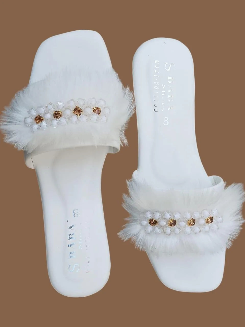 Luxury Pearl Fur Slides for Women ✨